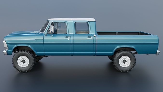 Pickup Truck F250 Crew Cab 1969 3D print model 4