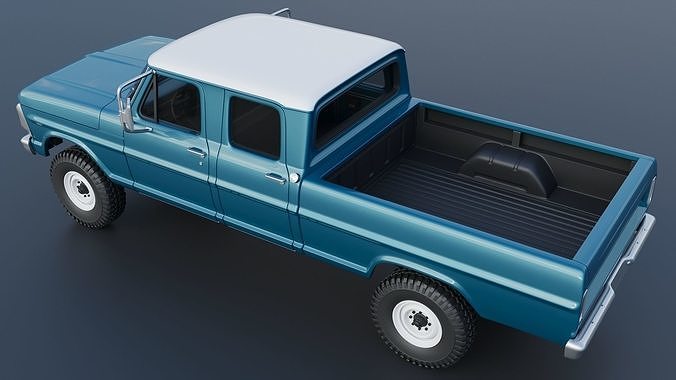 Pickup Truck F250 Crew Cab 1969 3D print model 6