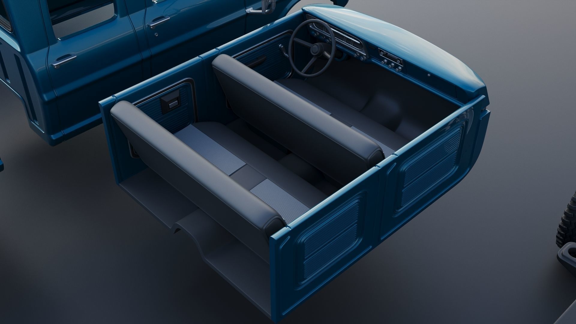 Pickup Truck F250 Crew Cab 1969 3D print model_25