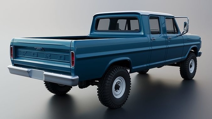 Pickup Truck F250 Crew Cab 1969 3D print model 7