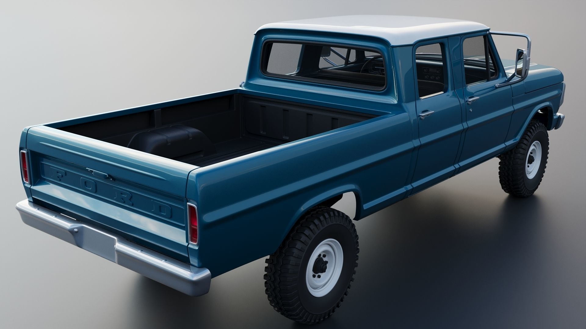 Pickup Truck F250 Crew Cab 1969 3D print model_7