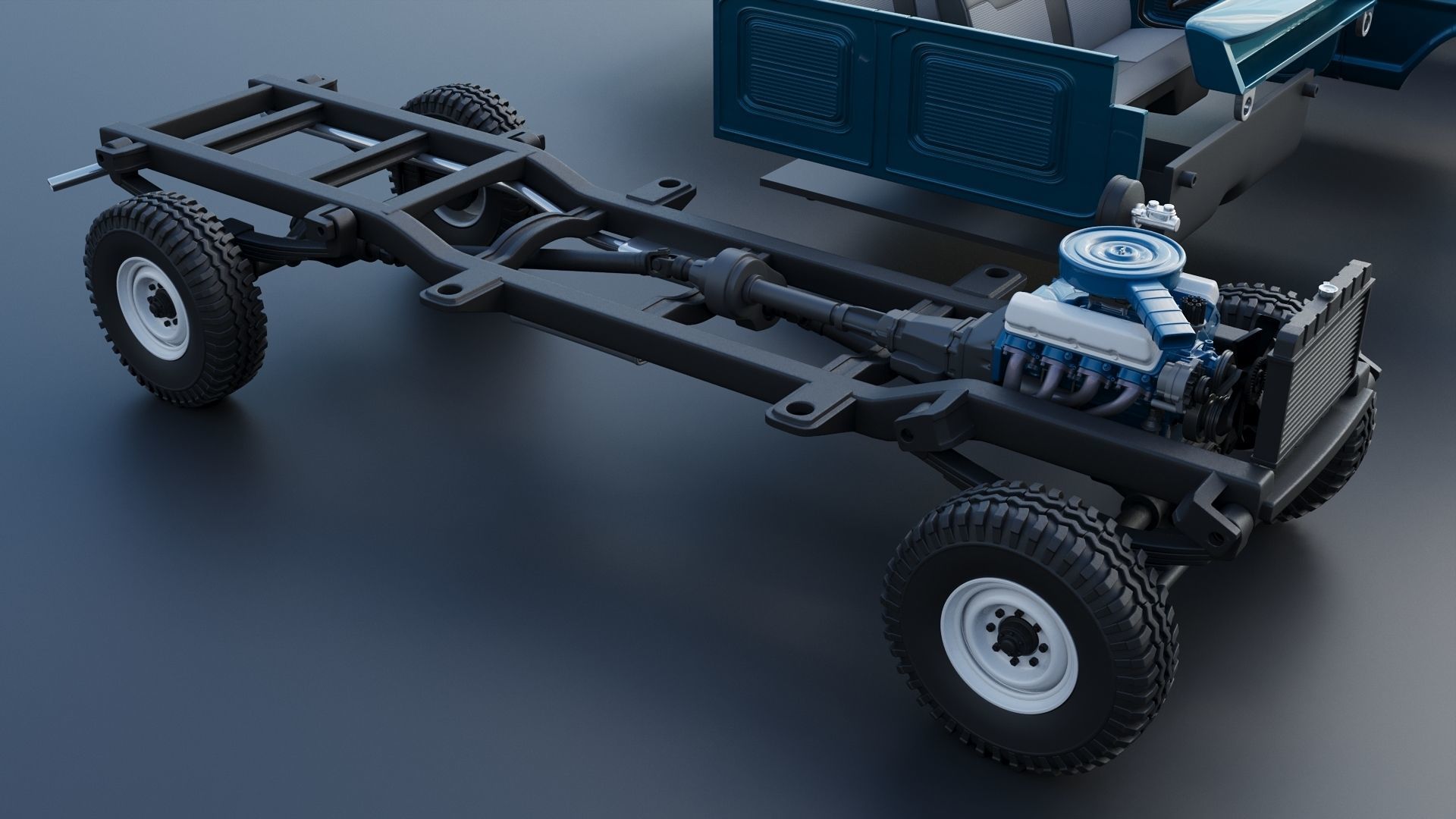 Pickup Truck F250 Crew Cab 1969 3D print model_27