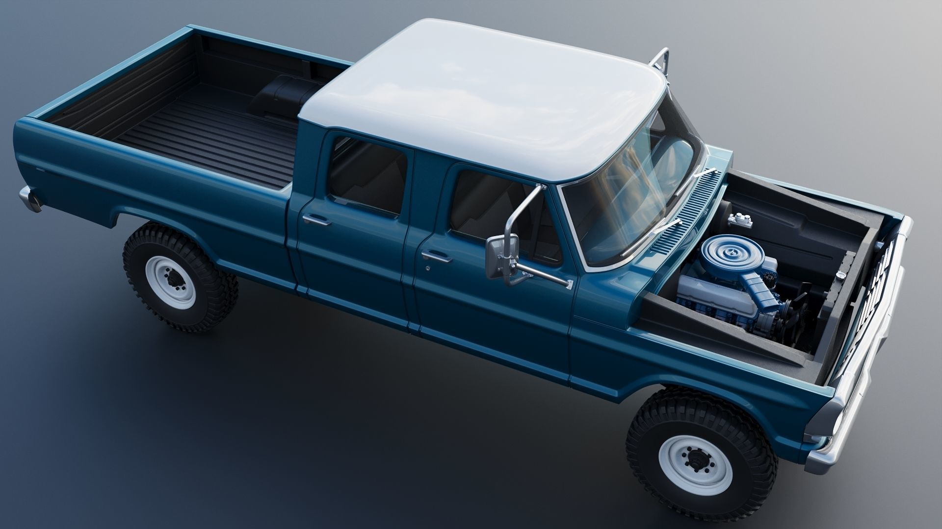 Pickup Truck F250 Crew Cab 1969 3D print model_15