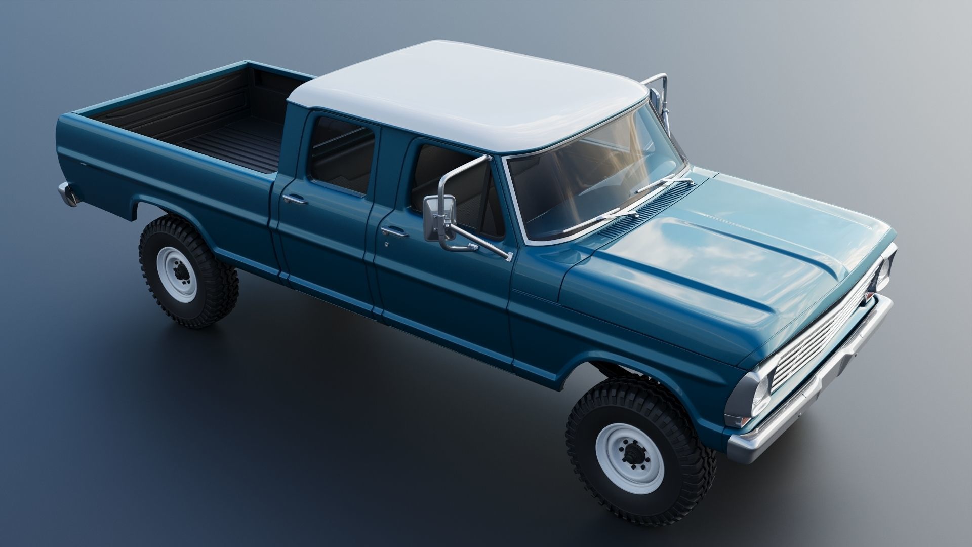 Pickup Truck F250 Crew Cab 1969 3D print model_12