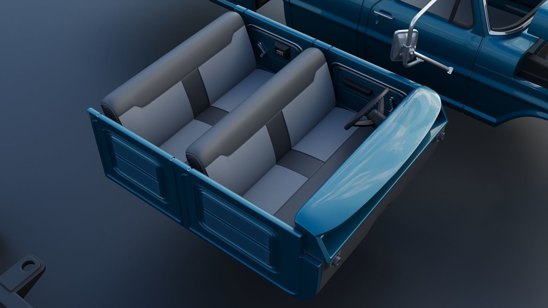 Pickup Truck F250 Crew Cab 1969 3D print model_24