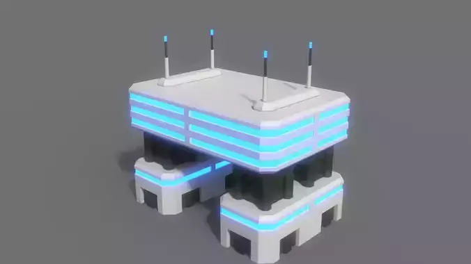 PBR Sci-Fi Building A29 Low-poly 3D model