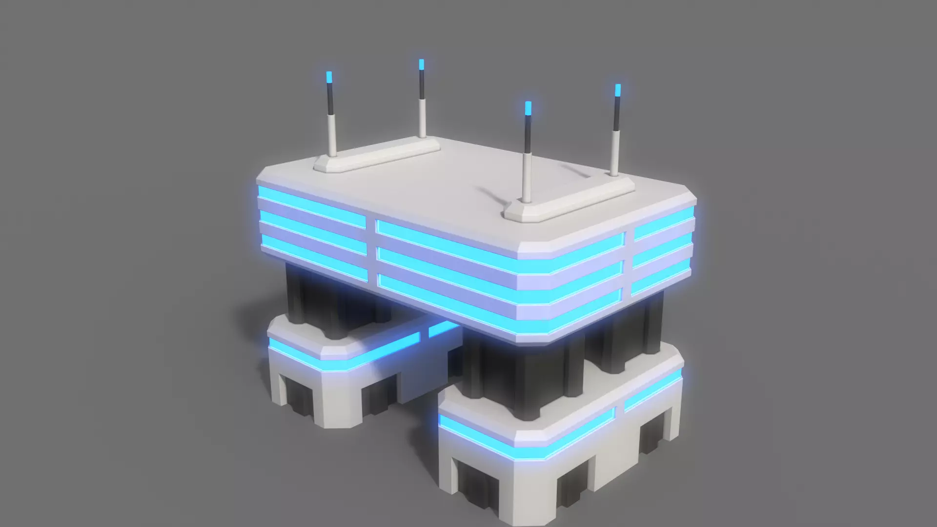 PBR Sci-Fi Building V29 Low-poly 3D model
