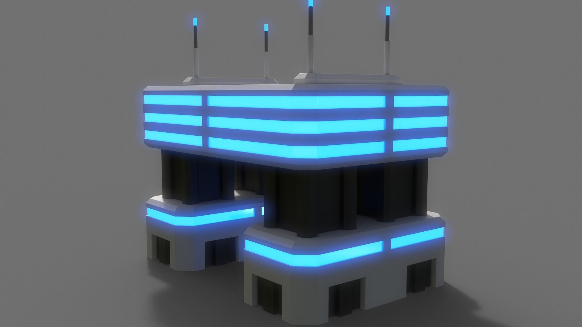 PBR Sci-Fi Building A29 Low-poly 3D model_6