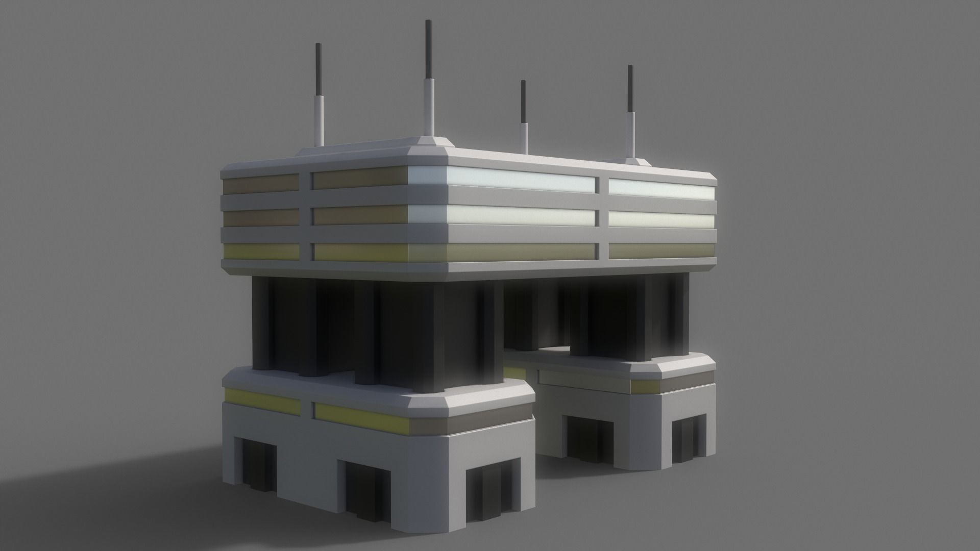 PBR Sci-Fi Building A29 Low-poly 3D model_8