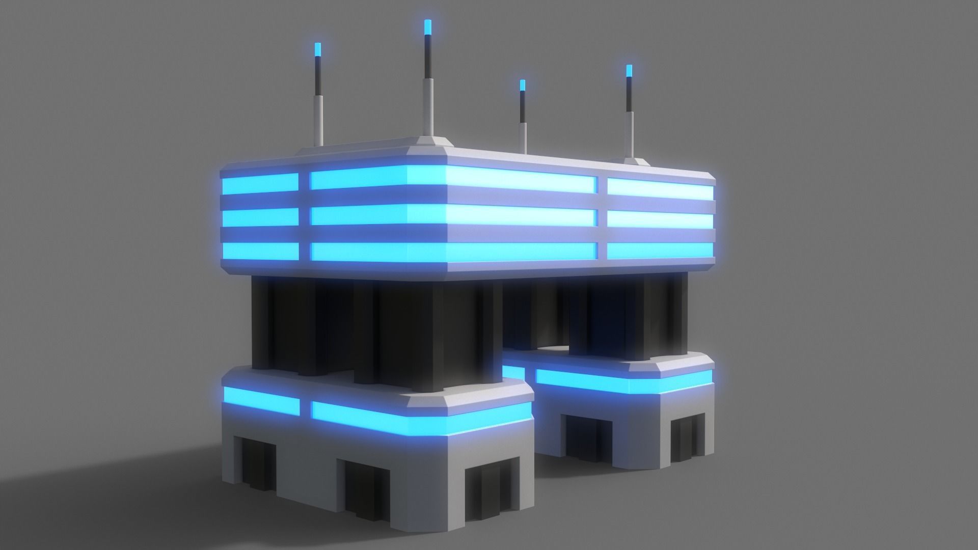 PBR Sci-Fi Building A29 Low-poly 3D model_5
