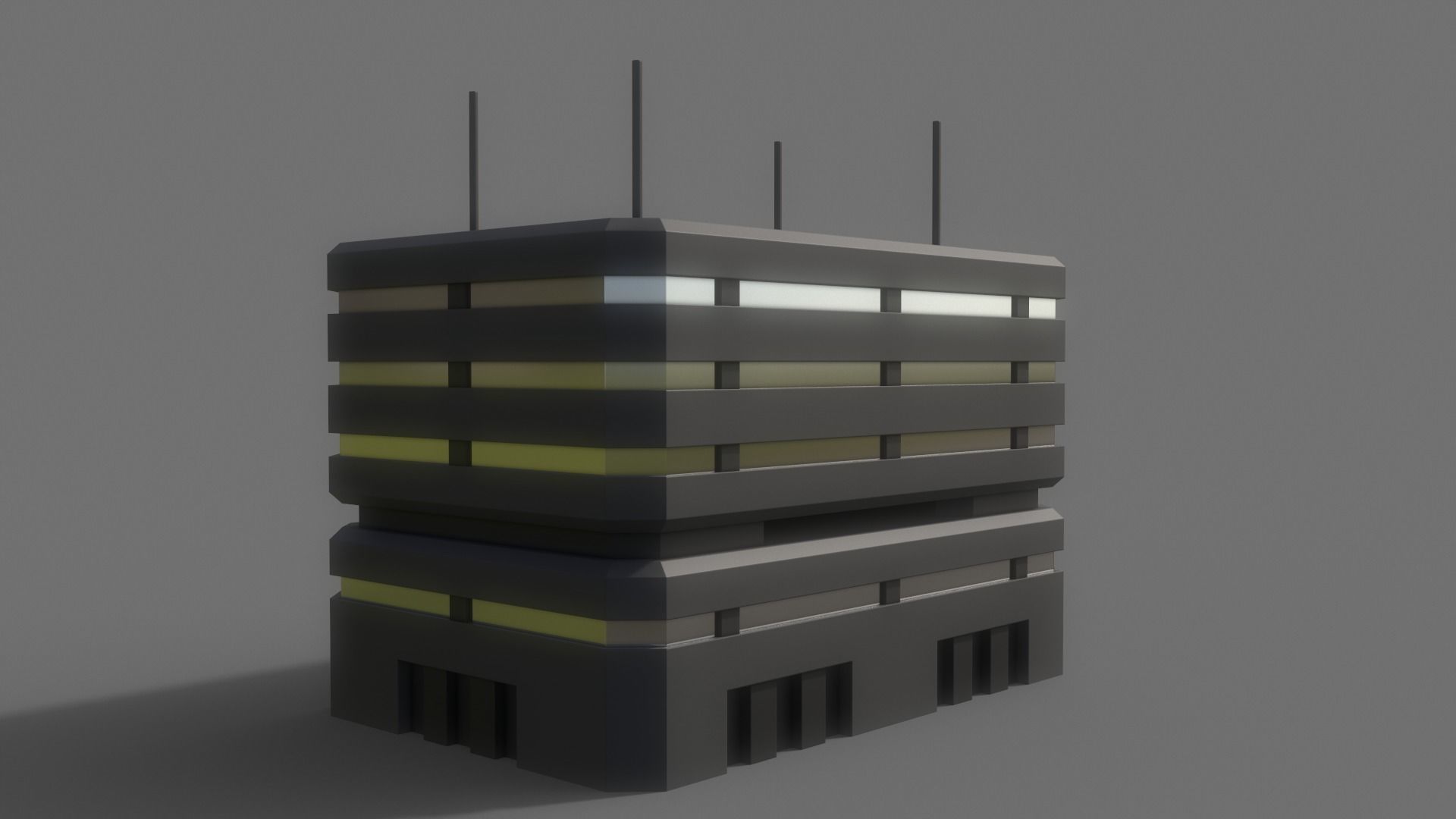 PBR Sci-Fi Building A30 Low-poly 3D model_8