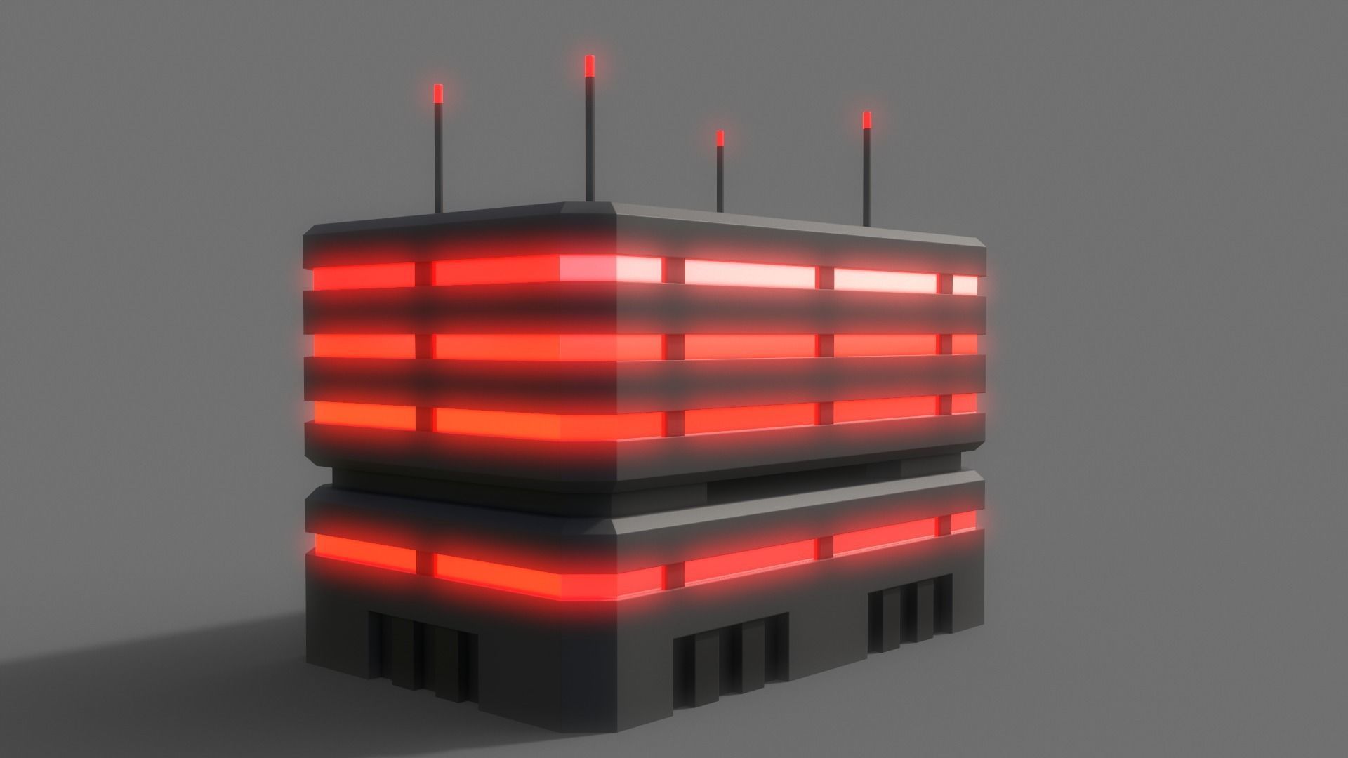 PBR Sci-Fi Building A30 Low-poly 3D model_5