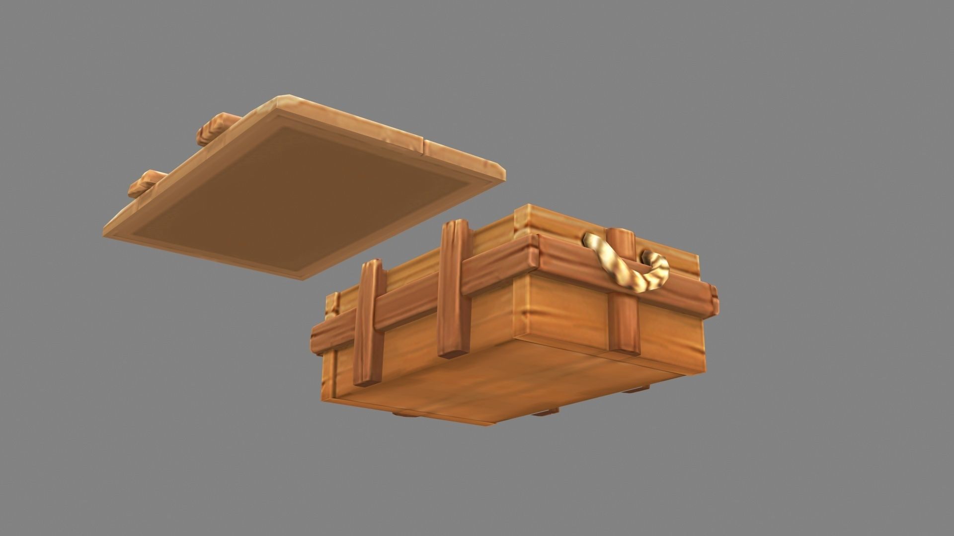A locked wooden box - Hidden Treasure Chest Low-poly 3D model_3