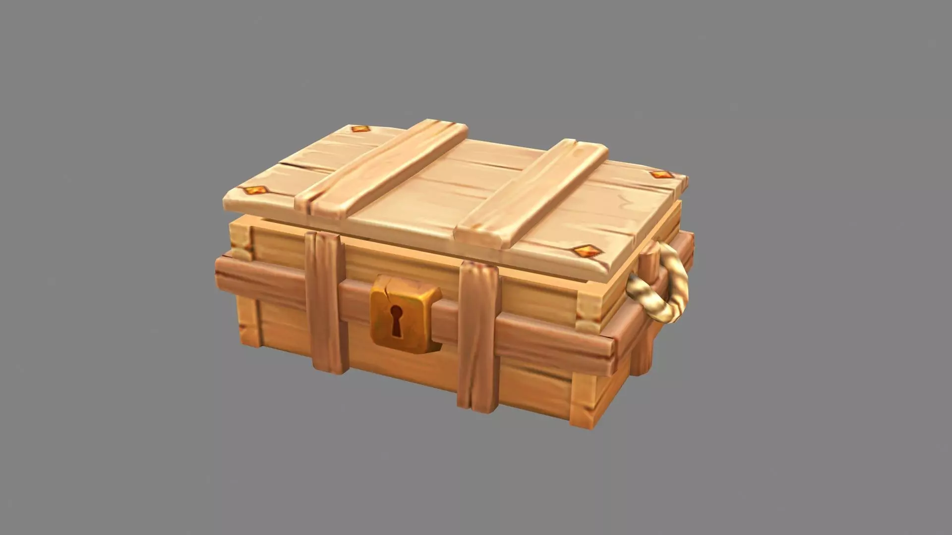 A locked wooden box - Hidden Treasure Chest Low-poly 3D model_0