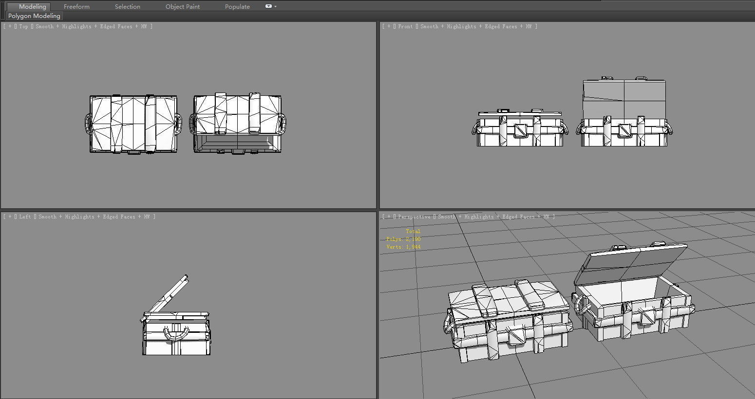 A locked wooden box - Hidden Treasure Chest Low-poly 3D model_6