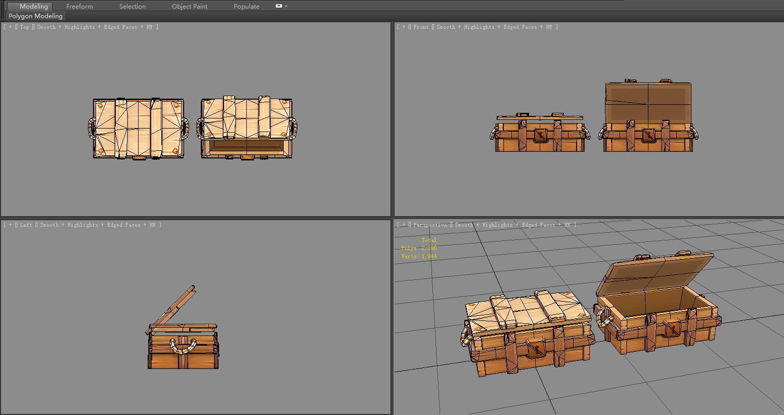 A locked wooden box - Hidden Treasure Chest Low-poly 3D model_5
