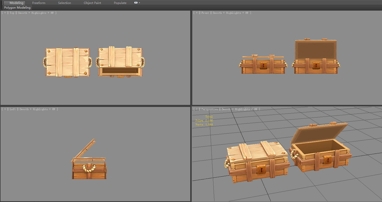 A locked wooden box - Hidden Treasure Chest Low-poly 3D model_4