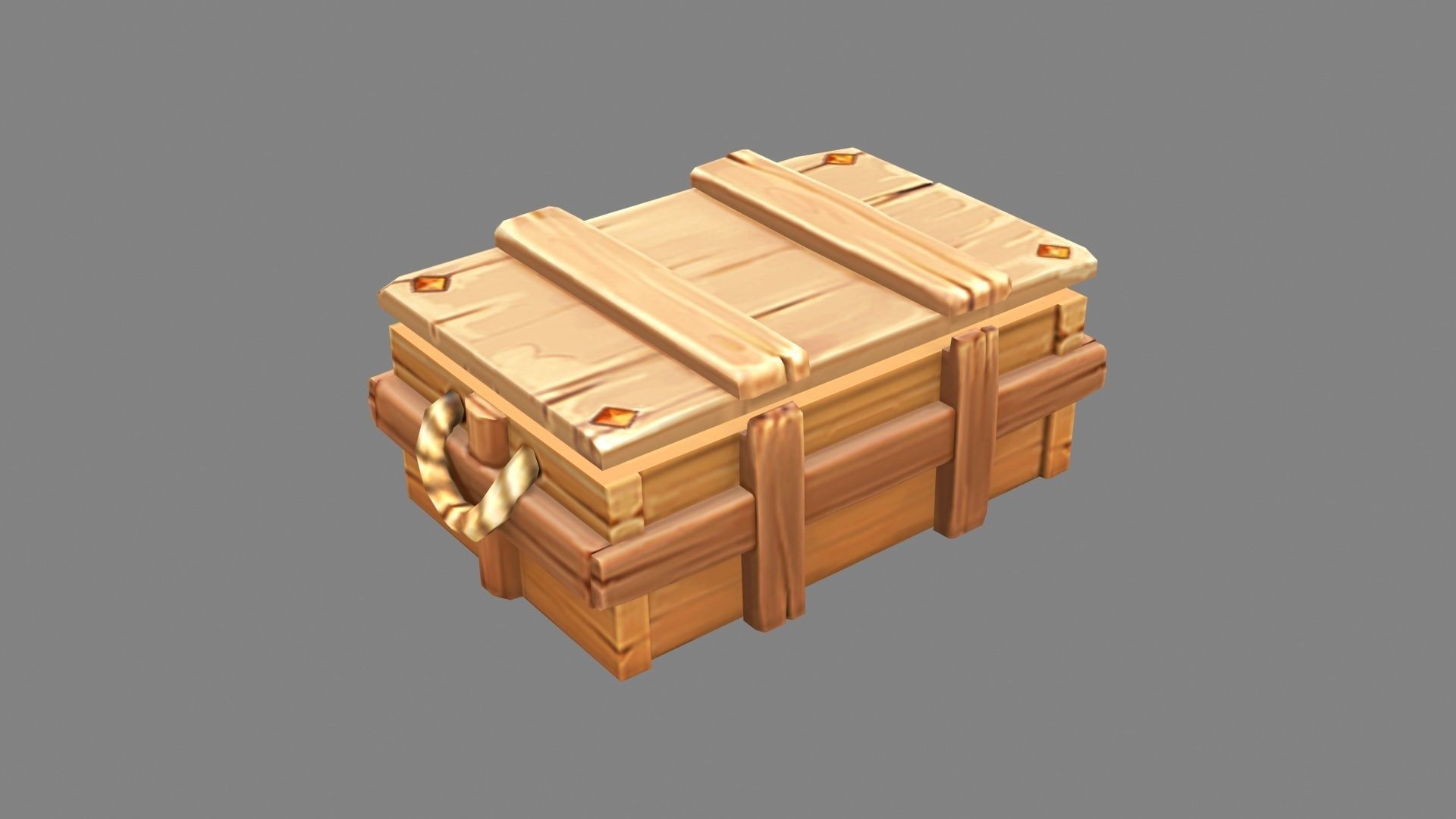 A locked wooden box - Hidden Treasure Chest Low-poly 3D model_1