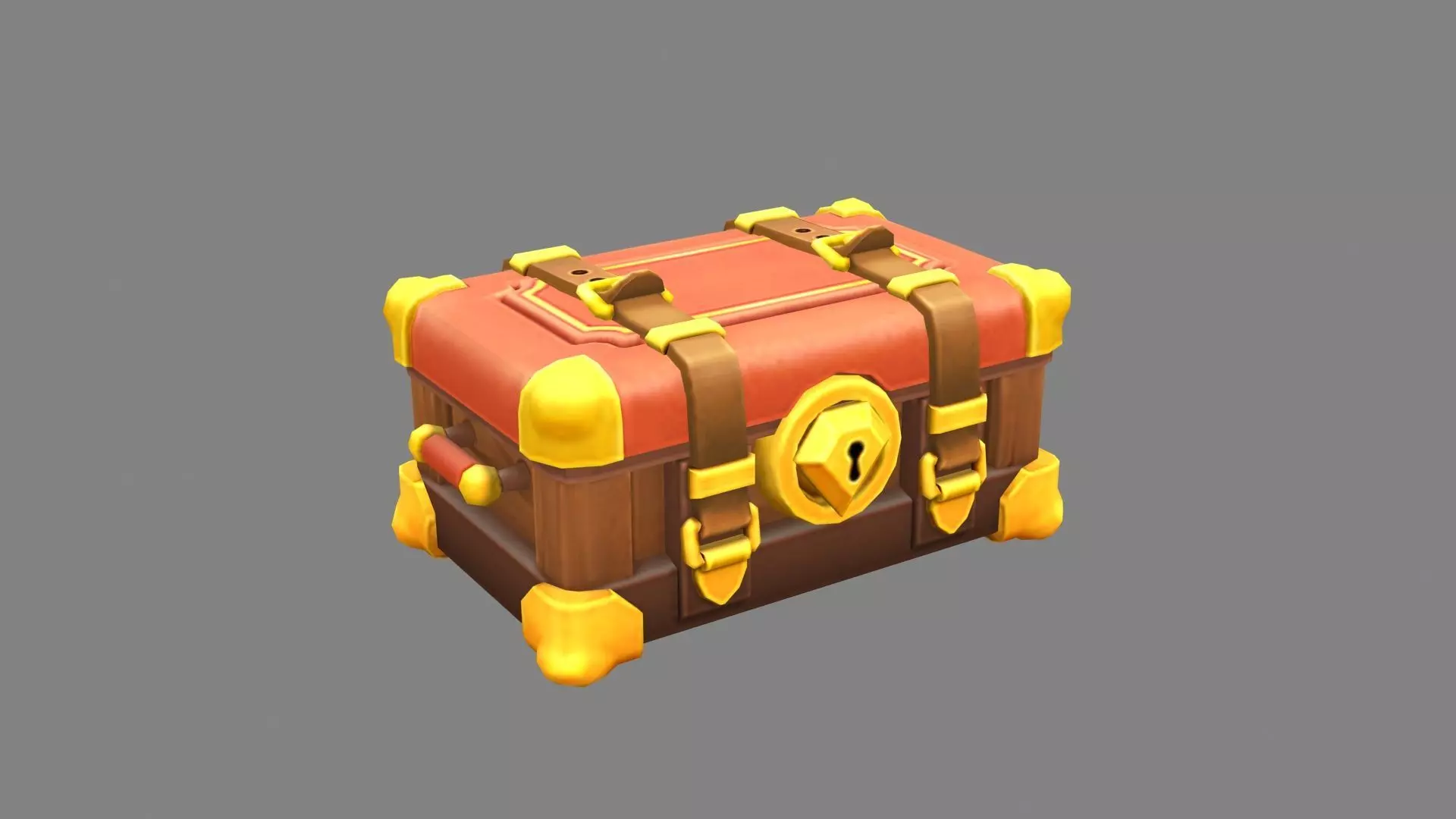 A locked box - cartoon luggage trunk Low-poly 3D model_0