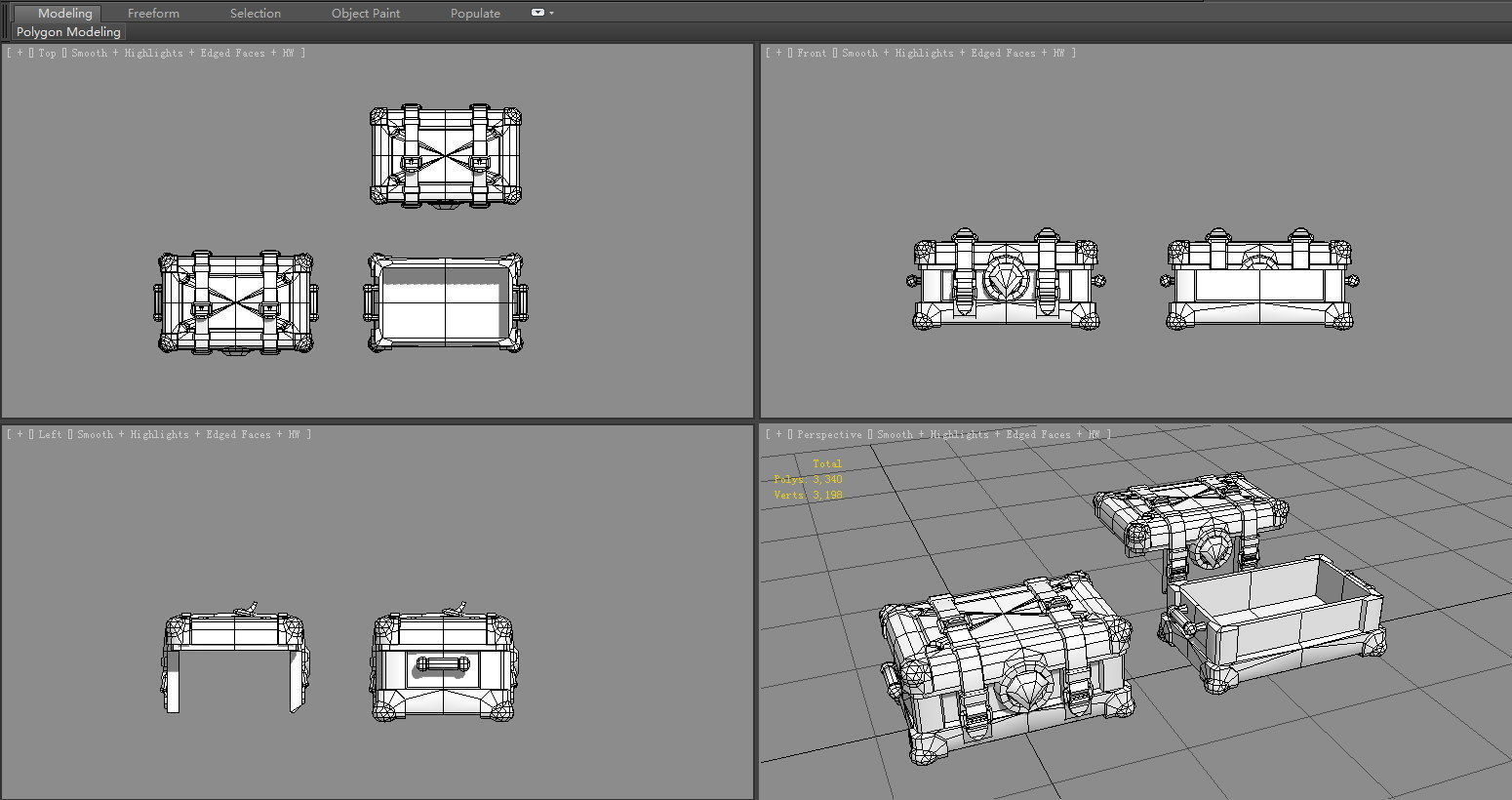 A locked box - cartoon luggage trunk Low-poly 3D model_5