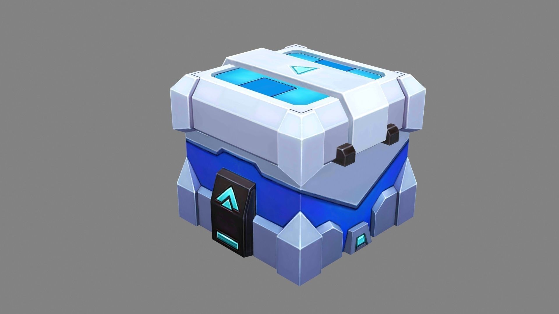 Cartoon Metal Chest - Tech Chest Low-poly 3D model_1