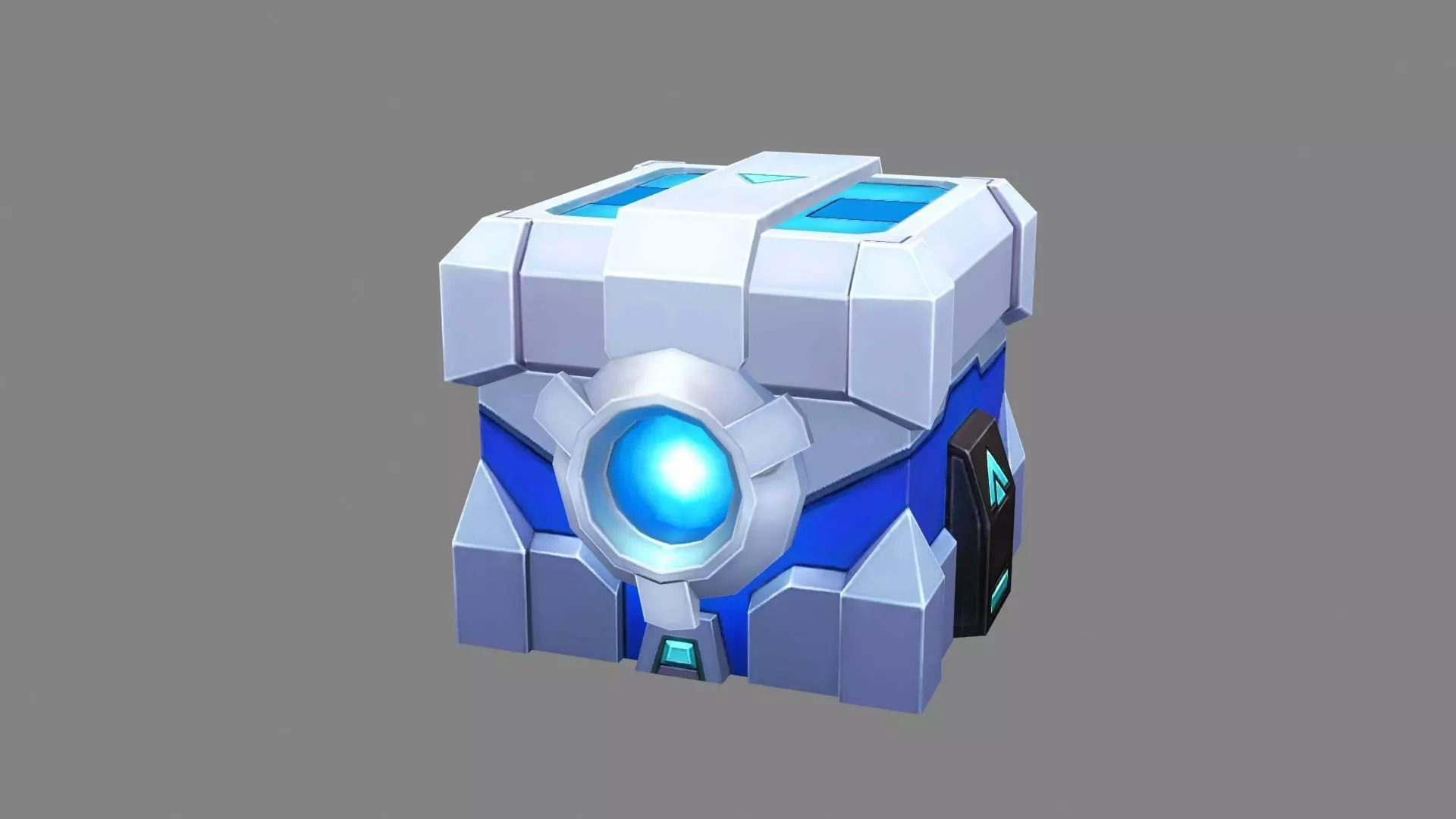Cartoon Metal Chest - Tech Chest Low-poly 3D model_0