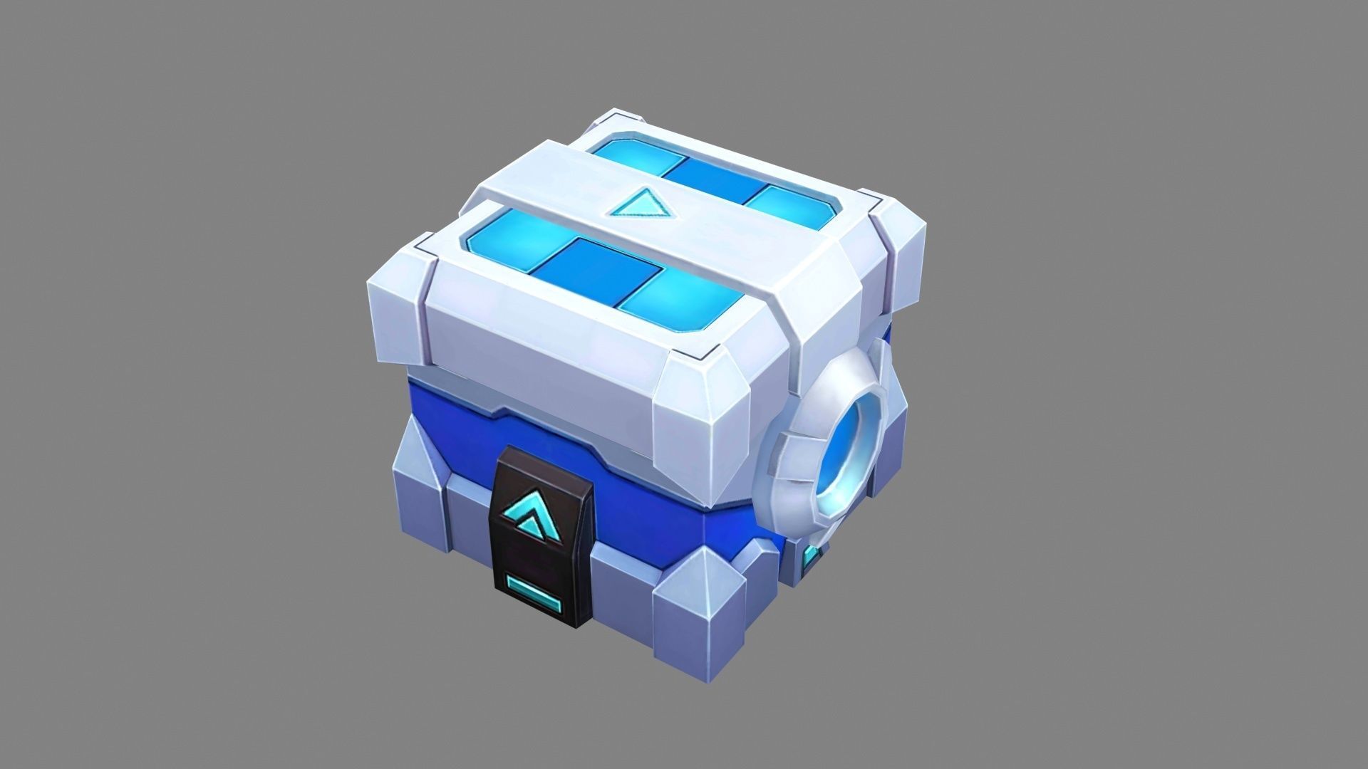 Cartoon Metal Chest - Tech Chest Low-poly 3D model_2
