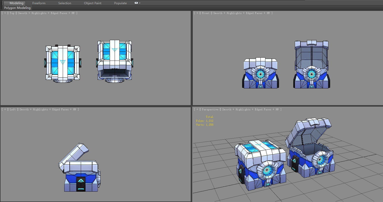 Cartoon Metal Chest - Tech Chest Low-poly 3D model_4