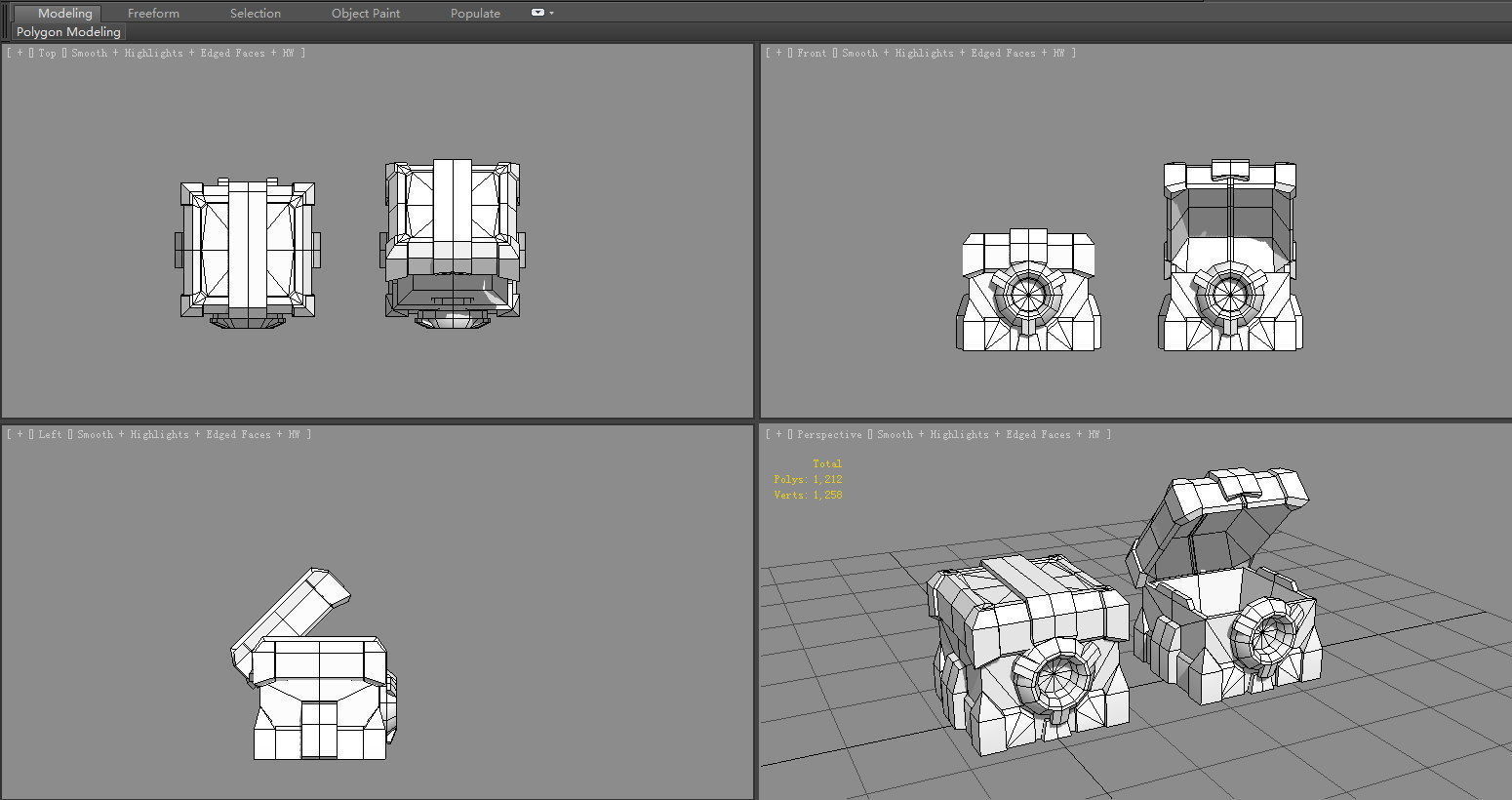 Cartoon Metal Chest - Tech Chest Low-poly 3D model_5