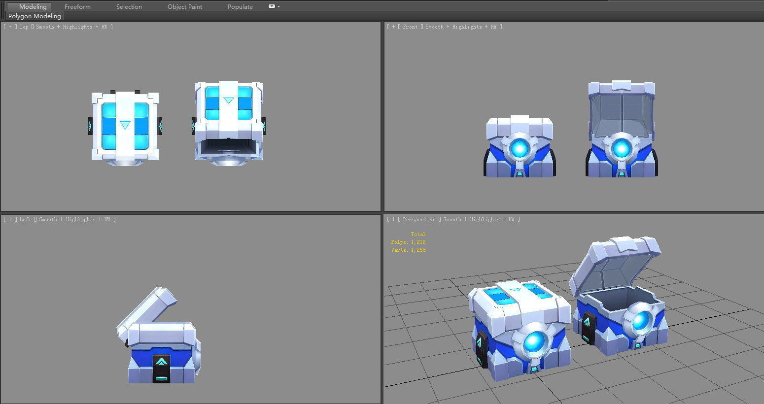 Cartoon Metal Chest - Tech Chest Low-poly 3D model_3