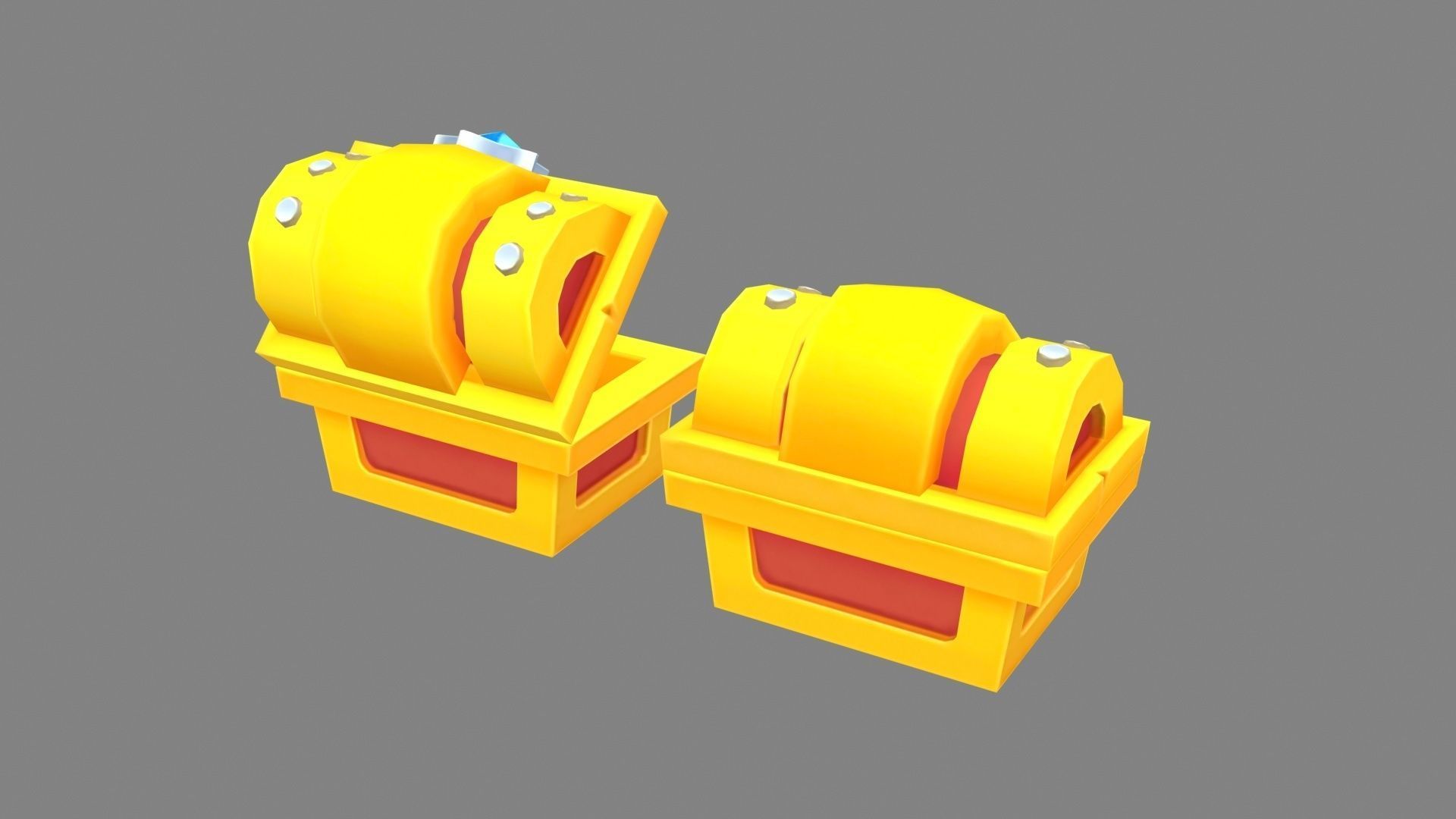 Cartoon Gold Chest Low-poly 3D model_2