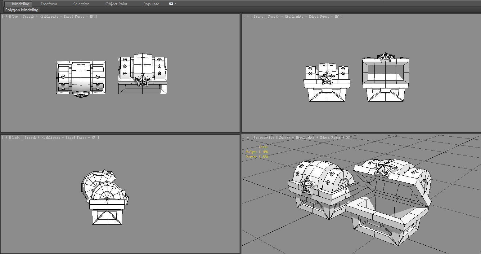 Cartoon Gold Chest Low-poly 3D model_5