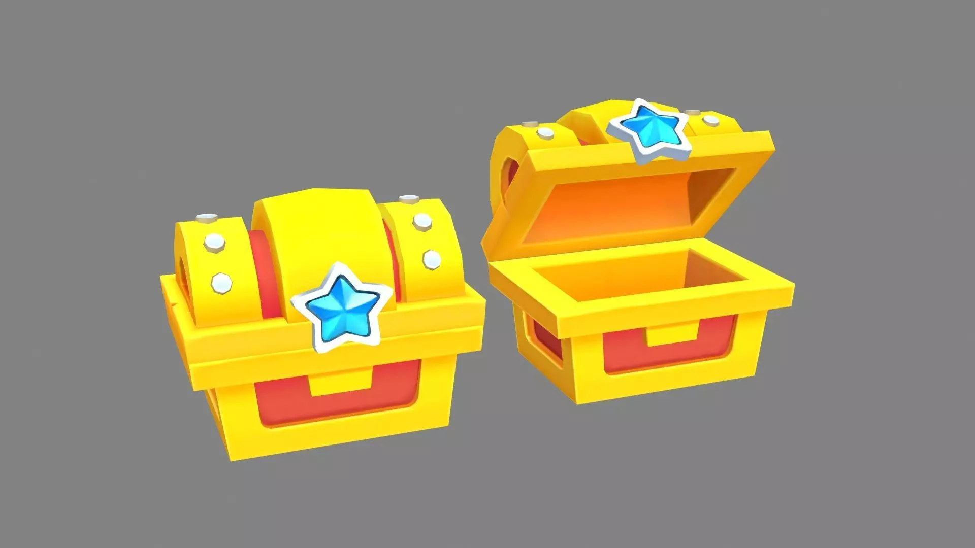 Cartoon Gold Chest Low-poly 3D model_0