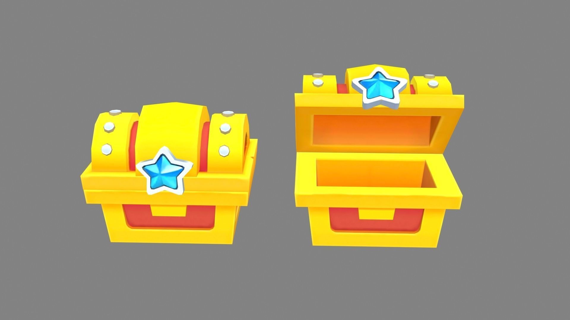 Cartoon Gold Chest Low-poly 3D model_1