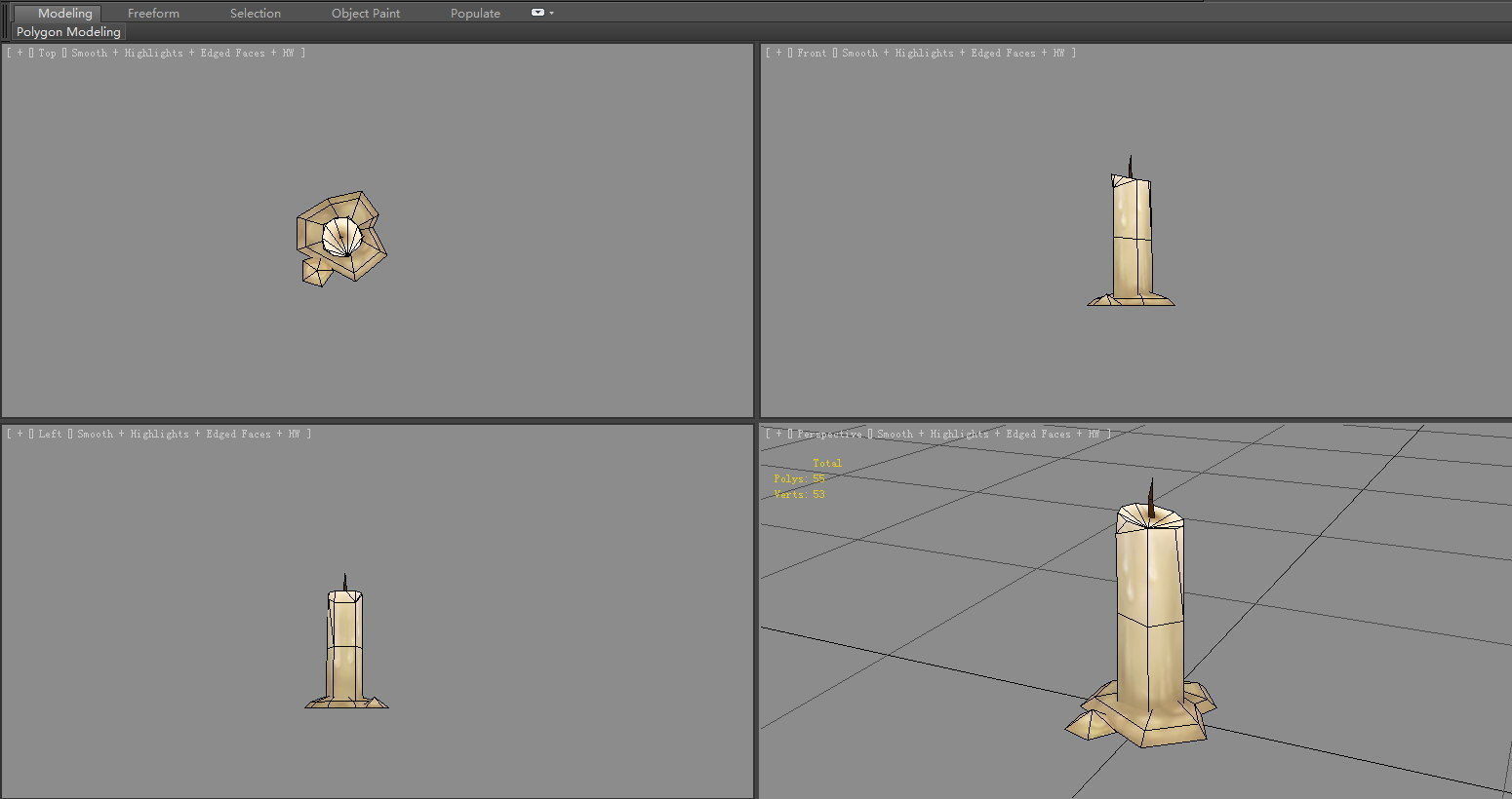 A extinguished candle Low-poly 3D model_4