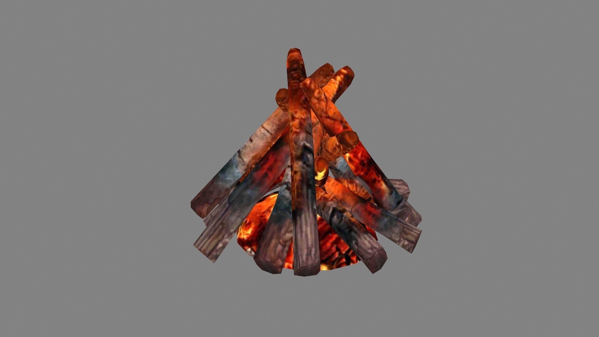 Bonfire pile - campfires - Burning wood - A Low-poly 3D model_1
