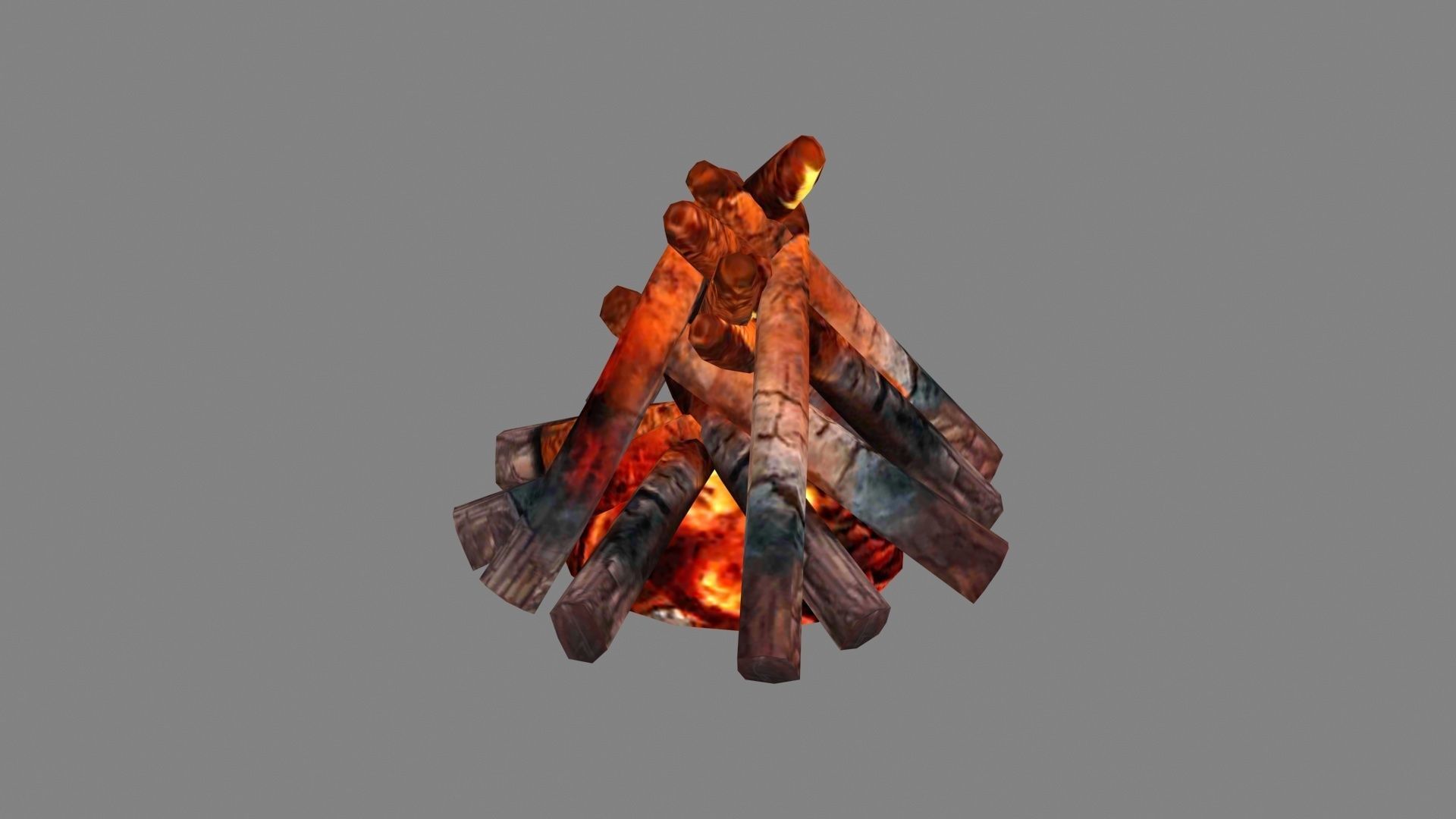 Bonfire pile - campfires - Burning wood - A Low-poly 3D model_3