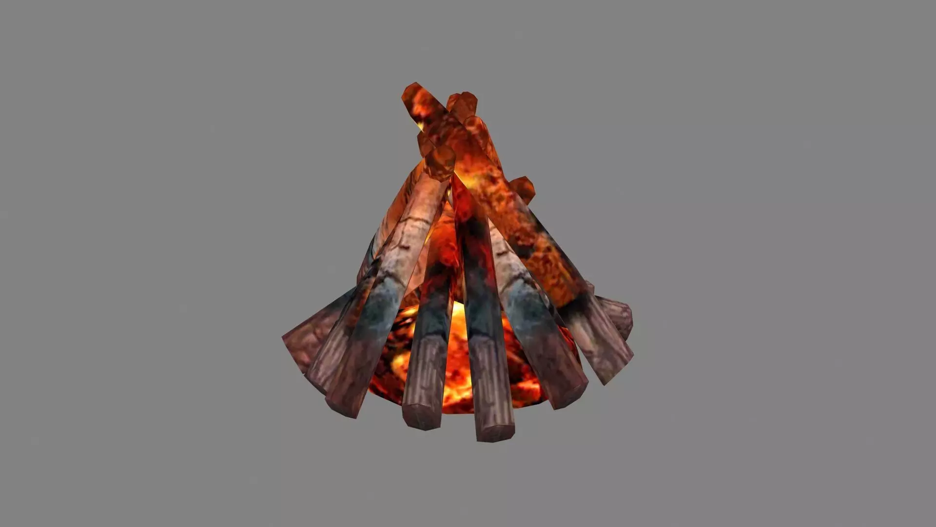Bonfire pile - campfires - Burning wood - A Low-poly 3D model_0