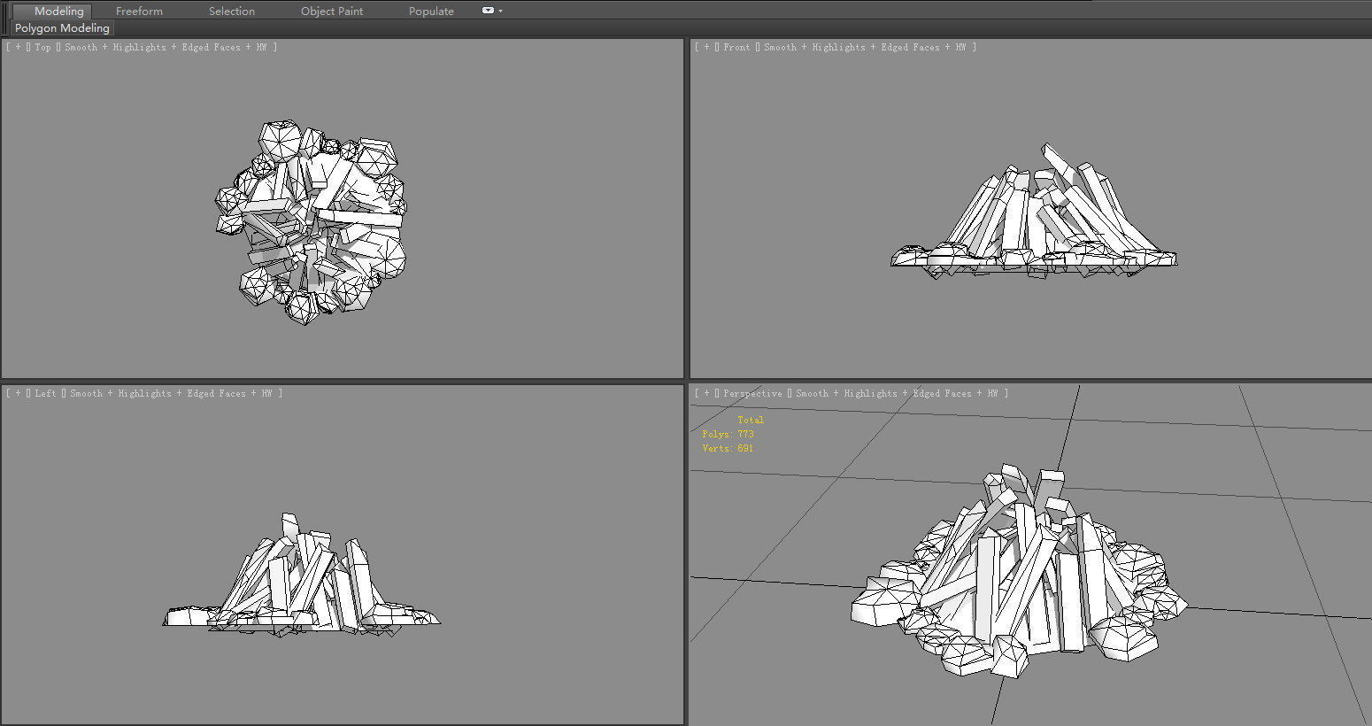 Bonfire pile - campfires - Burning wood - B Low-poly 3D model_5