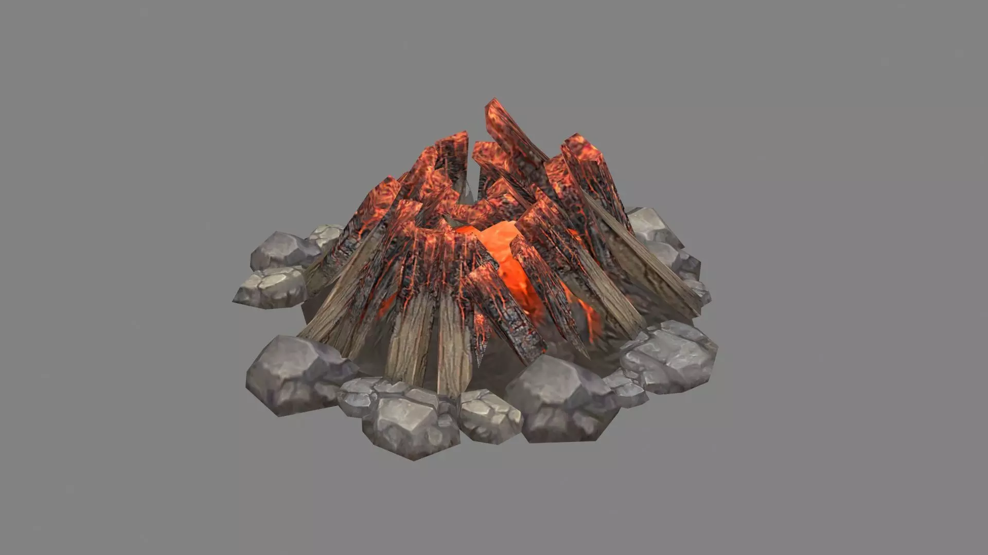 Bonfire pile - campfires - Burning wood - B Low-poly 3D model_0