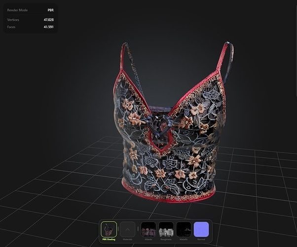 Fashion Girl Top PBR 4k Low-poly 3D model