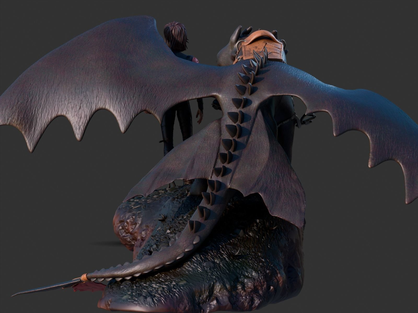 TOOTHLESS - HICCUP 3D PRINT 3D print model_4