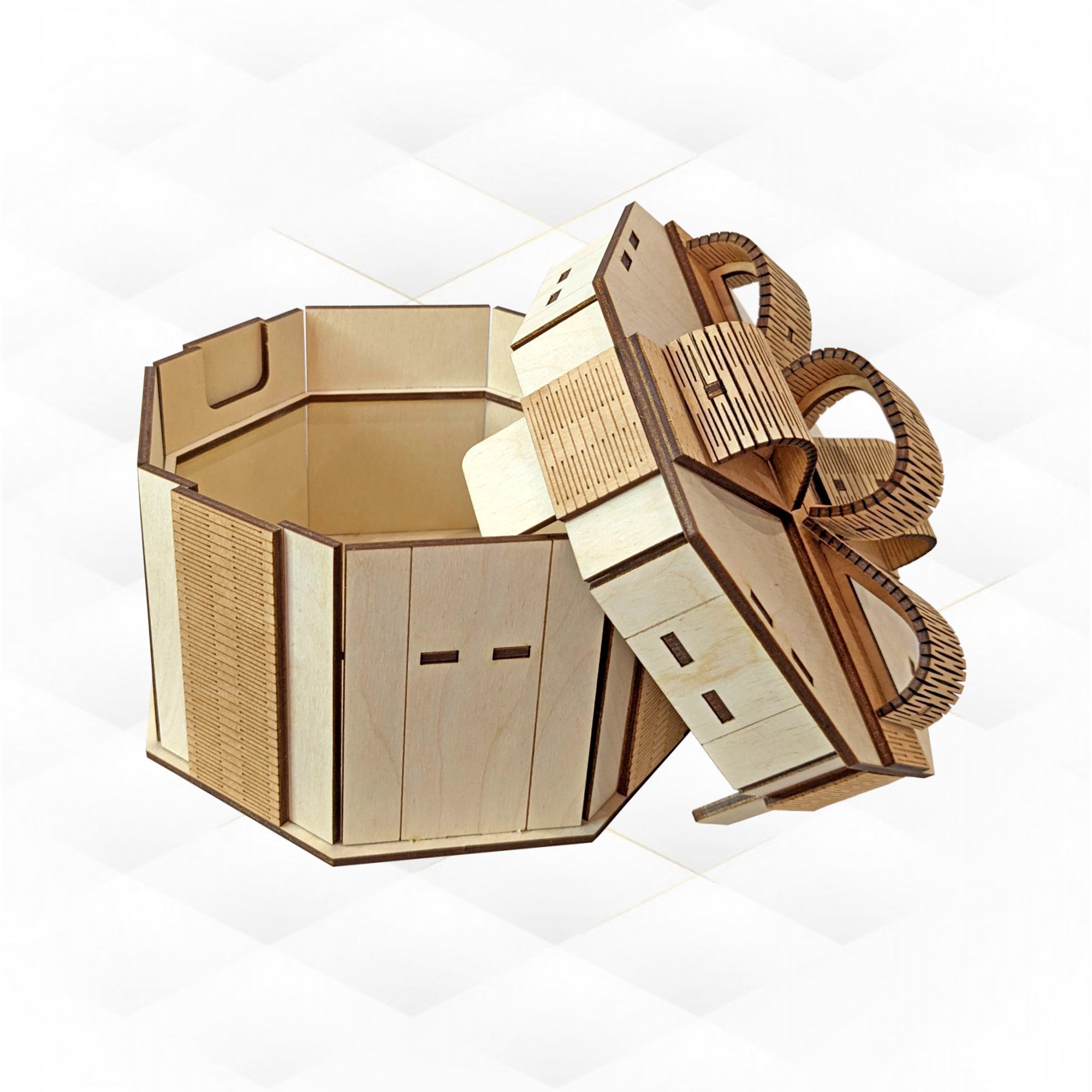 Gift box Bow svg dxf design laser cutting 3D print model_2