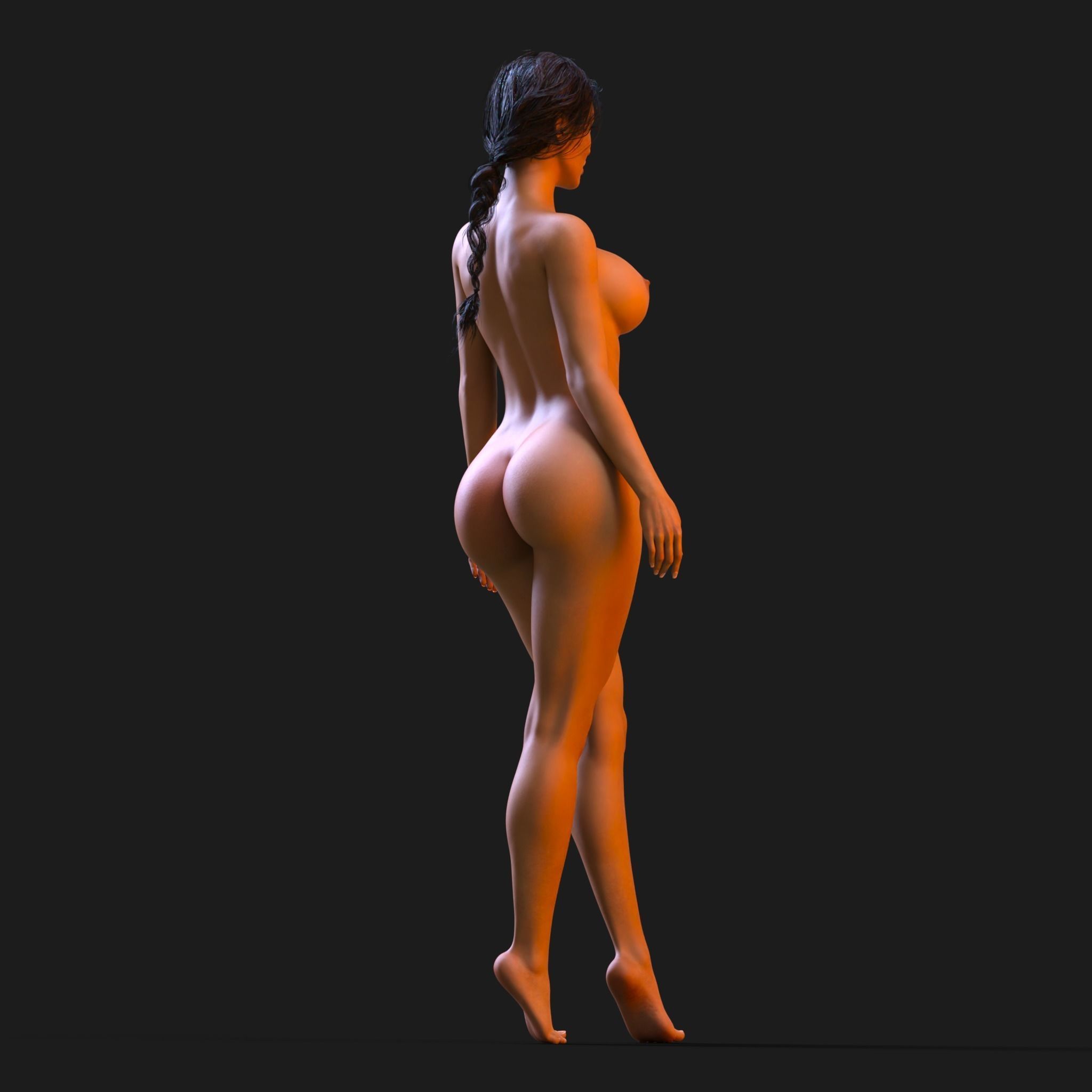 Realistic Sexy Girl Naked Rigged Model - Sara Low-poly 3D model_1