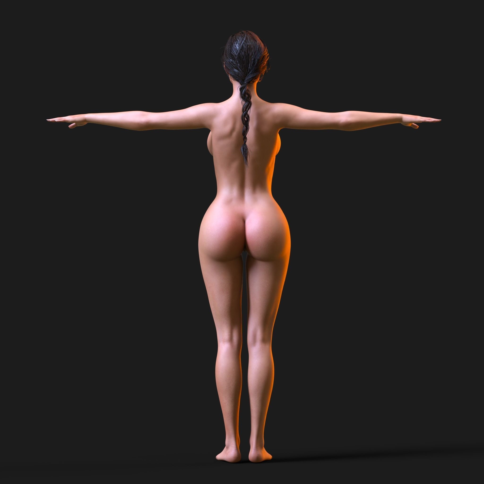 Realistic Sexy Girl Naked Rigged Model - Sara Low-poly 3D model_10