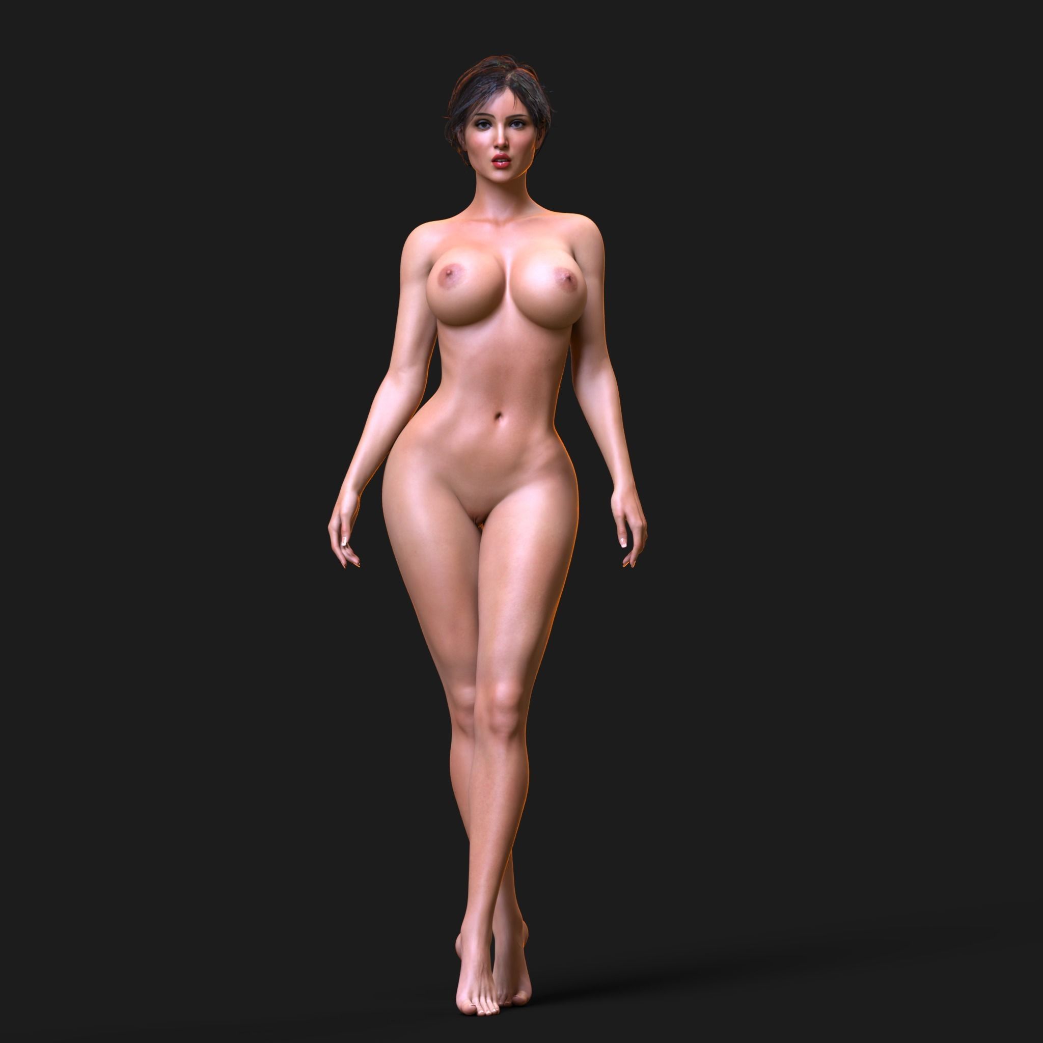 Realistic Sexy Girl Naked Rigged Model - Sara Low-poly 3D model_6