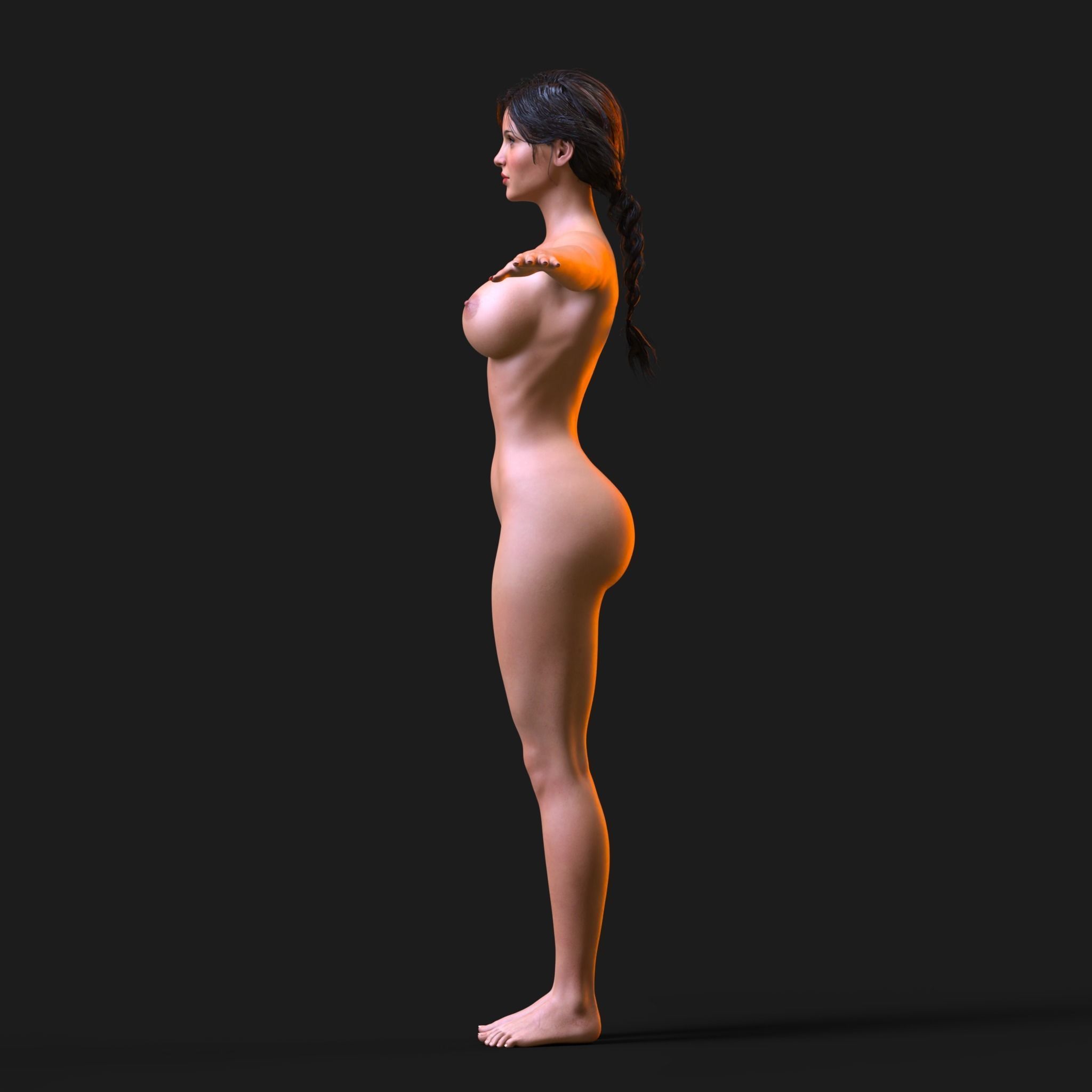Realistic Sexy Girl Naked Rigged Model - Sara Low-poly 3D model_12