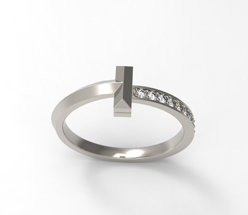 Tiffany T1 small diamond ring  all sizes 3D print model_13