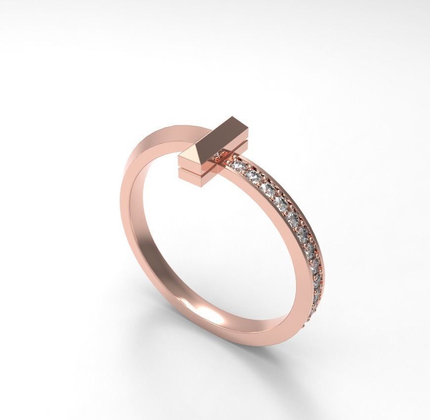Tiffany T1 small diamond ring  all sizes 3D print model_2