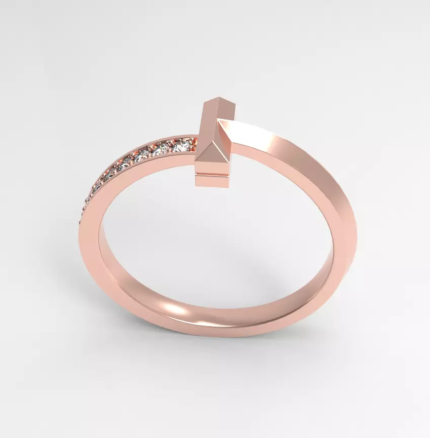 Tiffany T1 small diamond ring  all sizes 3D print model_0